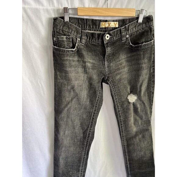 Roxy Denim low rise black wash boot cut distressed size 11 - Picture 4 of 5